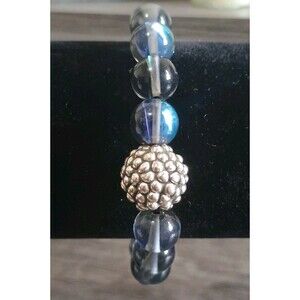 Sterling Silver Mermaid Glass Beaded Stretch  Bracelet Tested